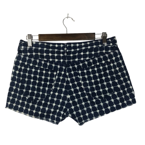 Madewell Graphic Grid Navy Blue Printed Cut Off Shorts 27 - Picture 3 of 4